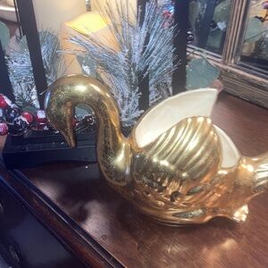 VINTAGE  22 KT GOLD MCM Pearl CHINA CO  Gold Swan Holiday Decor
